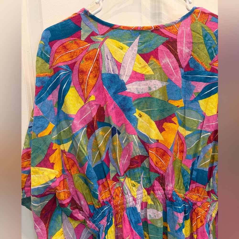 Entro Maxi V-Neck Flowy Dress - Vacation Summer Cruise Dress - Large